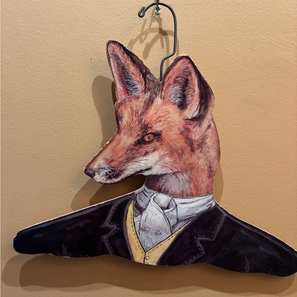 Fox Portrait Wooden Wall Hanger in Rustic Orange and Black